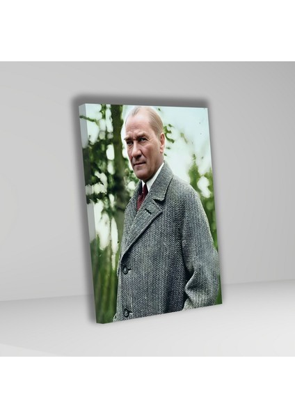 Tekli Dikey Kanvas Ofis Tablosu Paltolu Atatürk Portresi fiyatları