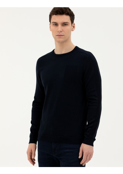 Erkek Koyu Lacivert Slim Fit Bisiklet Yaka Triko Kazak 50281779-VR100 modelleri