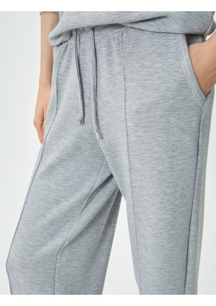 Jogger Eşofman Altı Beli Bağcıklı Cep Detaylı Nervürlü Viskon indirimleri