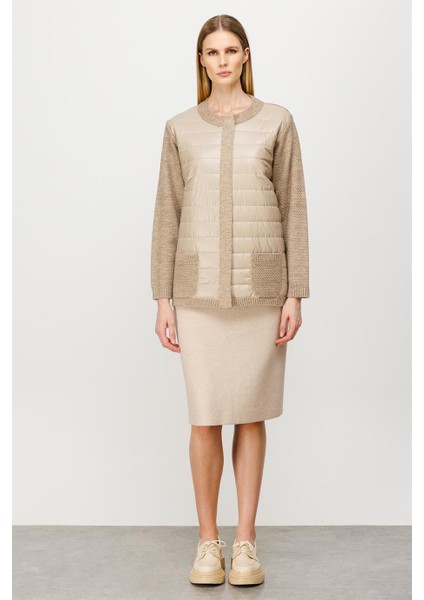 Kapitone Kombinli Triko Ceket-Vizon fiyatları