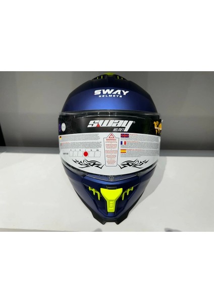 Kask Sway SW-865 Mat Mavi Güneş Gözlüklü