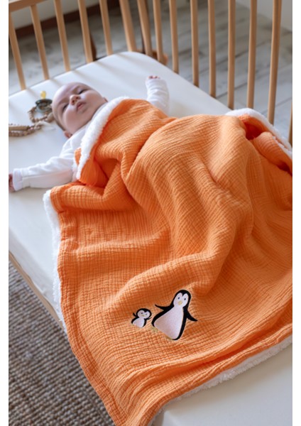 Bebek&çocuk Battaniye 100X100CM Nakışlı Müslin Kuzu Tüyü Battaniye fiyatları