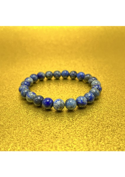 Doğal Taş Cenneti Lapis Lazuli 8 mm Elastik Misinalı Doğal Taş Bileklik