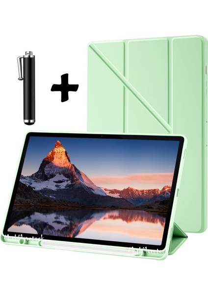 Ipad Pro 12.9 Kılıf Kalem Bölmeli Yumuşak Silikon Kapak Akıllı Uyku Modlu Üçgen Standlı + Dokunmatik Kalem 2'li Set Apple Ipad Pro 12.9 Inç 3.nesil 4.nesil 5.nesil 6.nesil Tablet Kılıfı 2021 2022
