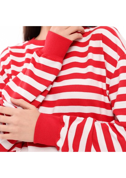Kadın Çizgili Oversıze Sweat modelleri