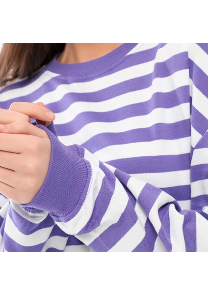 Kadın Çizgili Oversıze Sweat fiyatları
