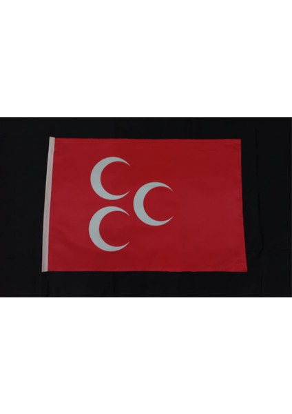 Kırmızı Üç Hilal Baskılı Saten Bayrak