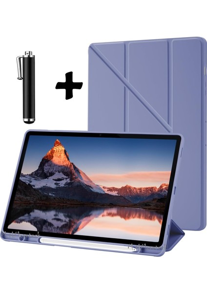 Samsung Galaxy Tab S6 Lite P610 Kılıf Kalem Bölmeli + Dokunmatik Kalem 2'li Set Tab S6 Lite 10.4 Inç Tablet Kılıfı SM-P610 P613 P615 P617N