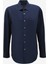 Slim Fit Gömlek Yaka Koyu Mavi Erkek Gömlek A27602POP- 1