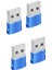 4'lü Paket USB C Dişi - USB Erkek Adaptör, Tip C - Şarj Aleti, Mavi (Yurt Dışından) 1