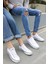 Unısex Beyaz Beyaz Garantili Ortopedik Keten Günlük Kullanım Sneaker Ayakkabı X-STAR-7284 4