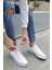 Unısex Beyaz Beyaz Garantili Ortopedik Keten Günlük Kullanım Sneaker Ayakkabı X-STAR-7284 5