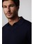 Slim Fit Dar Kesim Polo V Yaka Lacivert Erkek Triko Kazak 3