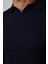 Slim Fit Dar Kesim Polo V Yaka Lacivert Erkek Triko Kazak 4