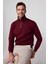 Unisex Relax Fit Rahat Kesim Pamuklu İçi Polarlı Yarım Fermuarlı Bordo Dik Yaka Sweatshirt 2