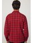 Relax Fit Kışlık Kareli Baskılı Fleto Cep Salaş Oduncu Kırmızı-Siyah Erkek Gömlek 5