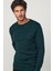 Slim Fit Dar Kesim Bisiklet Yaka Jakarlı Yeşil-Siyah Erkek Triko Kazak 1