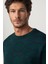Slim Fit Dar Kesim Bisiklet Yaka Jakarlı Yeşil-Siyah Erkek Triko Kazak 2