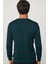 Slim Fit Dar Kesim Bisiklet Yaka Jakarlı Yeşil-Siyah Erkek Triko Kazak 5