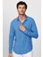 Slim Fit Dar Kesim Uzun Kol Dökümlü Viskon Şık Indigo Erkek Gömlek 1