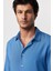 Slim Fit Dar Kesim Uzun Kol Dökümlü Viskon Şık Indigo Erkek Gömlek 2