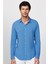 Slim Fit Dar Kesim Uzun Kol Dökümlü Viskon Şık Indigo Erkek Gömlek 3