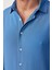 Slim Fit Dar Kesim Uzun Kol Dökümlü Viskon Şık Indigo Erkek Gömlek 4