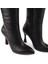Modern Rahat Sivri Stiletto Deri Çizme Siyah 14201 3