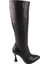 Modern Rahat Sivri Stiletto Deri Çizme Siyah 14201 5