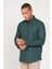 Recycle Slim Fit Dar Kesim Gizli Düğmeli Yaka Pamuklu Flanel Oduncu Gömlek 1