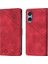 Sony Xperia 5 V Için Kabartmalı Deri Cüzdan Stand Telefon Kılıfı - Kırmızı (Yurt Dışından) 3