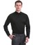 Siyah Slim Fit Düz 100% Pamuklu Slim Yaka Uzun Kollu Casual Saten Gömlek 1