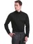 Siyah Slim Fit Düz 100% Pamuklu Slim Yaka Uzun Kollu Casual Saten Gömlek 2