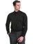 Siyah Slim Fit Düz 100% Pamuklu Slim Yaka Uzun Kollu Casual Saten Gömlek 3