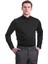 Siyah Slim Fit Düz 100% Pamuklu Slim Yaka Uzun Kollu Casual Saten Gömlek 4