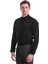 Siyah Slim Fit Düz 100% Pamuklu Slim Yaka Uzun Kollu Casual Saten Gömlek 5