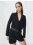 Crop Blazer Ceket Düğmeli Dikiş Detaylı 1
