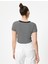 Baskılı Crop Tişört Kısa Kollu Bisiklet Yaka Slim Fit Ribanalı 4