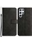 Samsung Galaxy S23 Için Ultra Baskılı Çizgi Cüzdan Telefon Kılıfı Düz ​​renk Pu Deri Manyetik Kapanma Stand Flip Folio Cover-Black (Yurt Dışından) 1