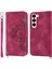 Samsung Galaxy S23 Için+ Baskılı Çiçekler Stand Pu Deri Cüzdan Kapağı Cilt Tahkisi Çoklu Kart Yuvaları Bilek Kayışı ve Omuz Kayışı Şirketi Kırmızı (Yurt Dışından) 1