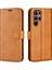 Samsung Galaxy S23 Için Ultra Buzağı Doku Stand Standı Pu Deri Kılıf Kare Manyetik Toka Folio Flip Telefon Kapağını Sarı Sarı (Yurt Dışından) 1