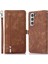 Samsung Galaxy S22 Için 5g Pu Deri Fermuar Folio Cüzdan Kasası Çok Fonksiyonlu 9 Kart Tutucu Yuvaları Flip Koruyucu Telefon Kapağı Bilek Kayış-Kahverengi (Yurt Dışından) 1