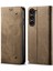 Samsung Galaxy S23 Için Tam Koruma Telefonu Kasası+ Kot Bez Dokusu Telefon Telefonu Çevirme Cüzdan Kapağı Standı-Khaki (Yurt Dışından) 1