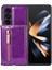 Samsung Galaxy Z Fold3 Için 5g 2'si 1 Arada Pu Deri Kaplamalı Pc+Tpu Anti-Collision Geri Kılıf Kickstand-Dark Mor ile Manyetik Çıkarılabilir Fermuar Cüzdan Telefon Kapağı (Yurt Dışından) 2