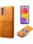 Çift Kart Yuvalı Samsung Galaxy M13 4g Telefon Kılıfı Için, Damla Dayanıklı Pu Deri Kaplamalı Sert Pc Kapak-Orange (Yurt Dışından) 1