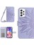 Samsung Galaxy A23 Için 4g/5g (Global Versiyon) HT04 Anti-Damla Cüzdan Stand Telefon Kılıfı Ayçiçeği Baskılı Pu Deri Deri Touch Kapak Omuz Kayış Işık Mor (Yurt Dışından) 1