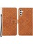 Samsung Galaxy A14 Için 5g Çizgiye Karşı Çizgiye Karşı Etnik Stil Çiçek Baskılı Kılıf Pu Deri+Tpu Stand Cüzdan Cep Telefonu Kapak Brown (Yurt Dışından) 1