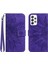 Samsung Galaxy A52 4G/5G/A52S 5g HT04 Cilt Dokunuşlu Pu Deri+Tpu Telefon Kılıfı Baskılı Ayçiçeği Stand Cüzdan Kapağı El Kayış-Karanlık Mor ile (Yurt Dışından) 1