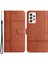 Samsung Galaxy A23 5g (Global Versiyon)/4g Business Pu Deri Deri Flip Cüzdan Çizgileri Baskılı Stand Manyetik Kapak Strap-Brown ile (Yurt Dışından) 1