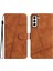 Seashell Digital Samsung Galaxy S21+ 5g Cilt Touch Duygu Çizgileri Dekor Vintage Pu Deri Flip Kapak Çizgiye Karşı Çizgiye Döküm Anti-Drop Telefon Stand Cüzdan Case-Brown (Yurt Dışından) 1